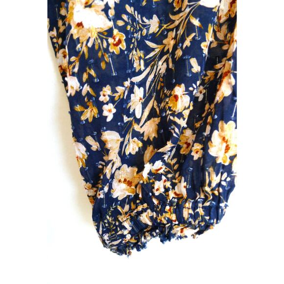 INTERMIX Marika Lurex Floral Print Ruffle Sleeve Silk Blend Blouse Top M $395 - Picture 9 of 11